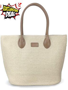 Straw Rattan Woven Tote Shoulder Bag Summer Beach Travel Holiday Essentials